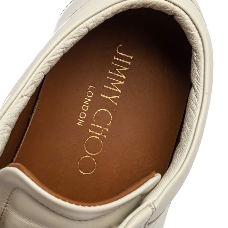 Pre Owned Jimmy Choo White Leather Miami Low Top Sneakers Size 40.5