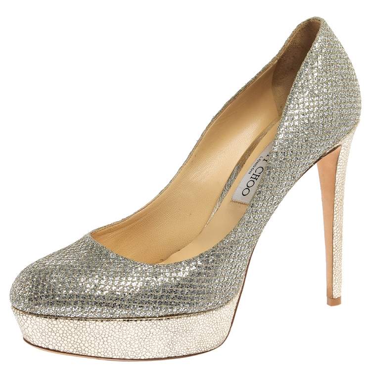 glitter platform pumps
