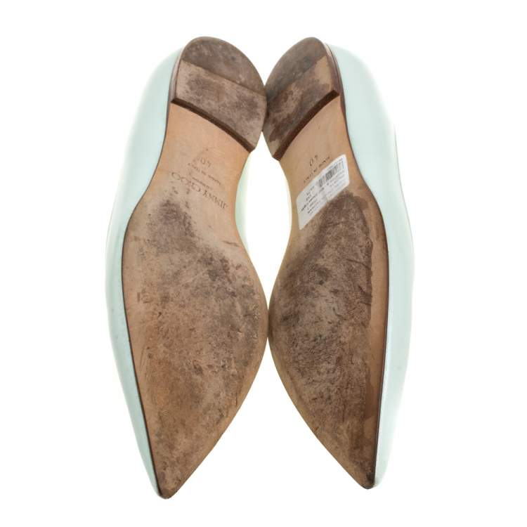 Pre Owned Jimmy Choo Mint Green Leather Attila Ballet Flats Size 40
