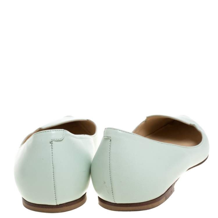 Pre Owned Jimmy Choo Mint Green Leather Attila Ballet Flats Size 40