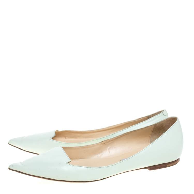 Pre Owned Jimmy Choo Mint Green Leather Attila Ballet Flats Size 40