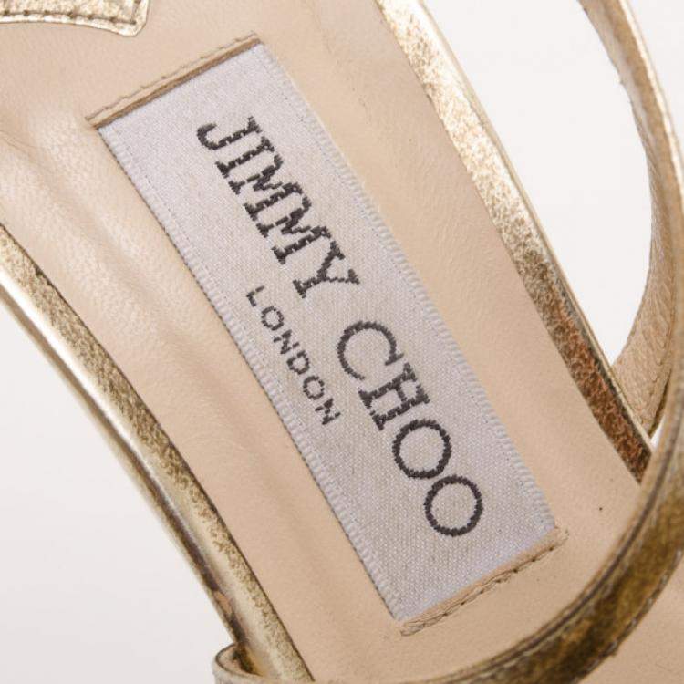 Pre Owned Jimmy Choo Gold Platform Sandals Size 37.5