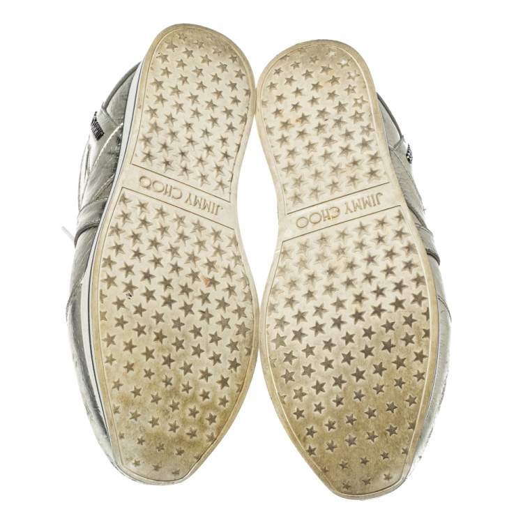 مملوكة مسبقًا Jimmy Choo Metallic Gold Foil Leather London Sneakers Size 37