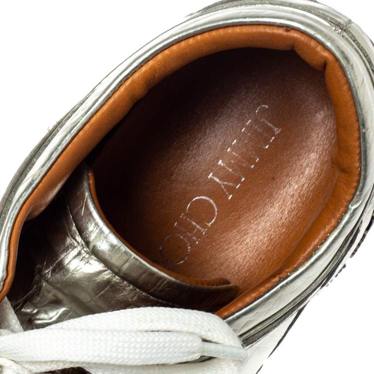 مملوكة مسبقًا Jimmy Choo Metallic Gold Foil Leather London Sneakers Size 37