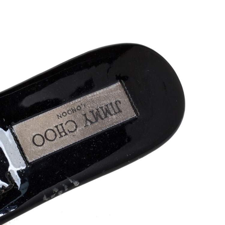 مملوكة مسبقًا   Jimmy Choo Metallic Black Glitter Nanda Flat Slides Size 39