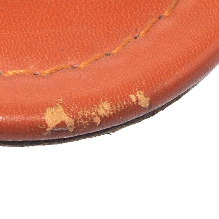 Pre Owned Jimmy Choo Dark Orange Croc Embossed Leather Nanda Flat Slides Size 38.5