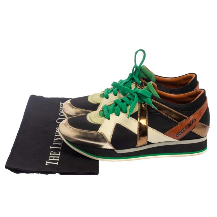 Pre Owned Jimmy Choo Multicolor Canvas and Leather London Sneakers Size 39