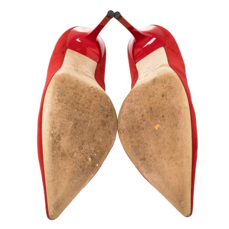 Pre Owned Jimmy Choo Red Suede Abel  Pumps Size 38.5