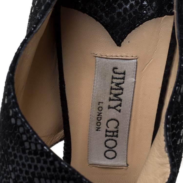 Pre Owned Jimmy Choo Black Textured Suede Private Cuff Sandals Size 39