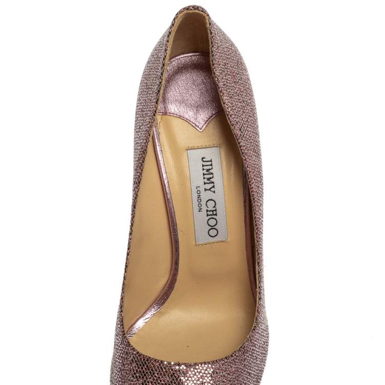Pre Owned Jimmy Choo Purple Coarse Glitter Dahlia  Pumps Size 39.5