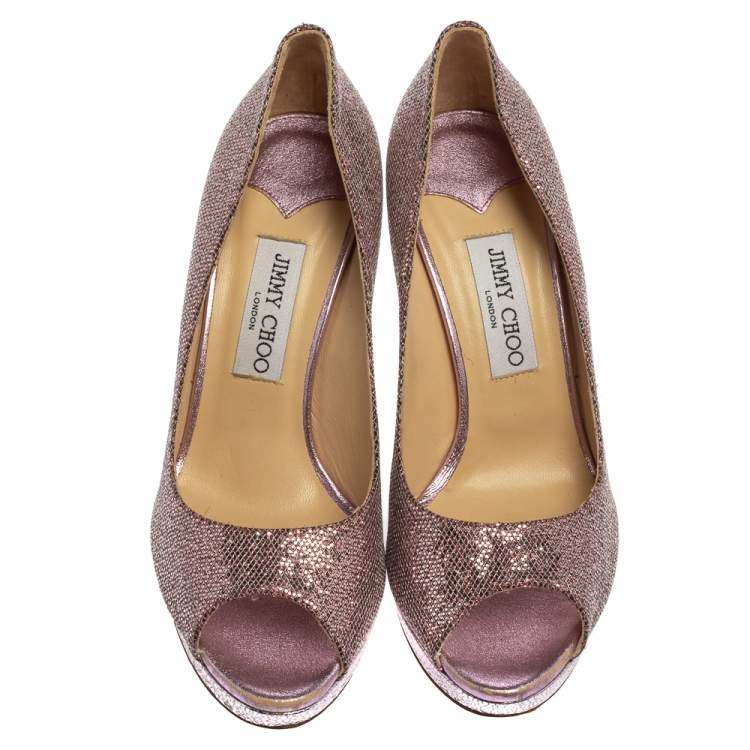 Pre Owned Jimmy Choo Purple Coarse Glitter Dahlia  Pumps Size 39.5