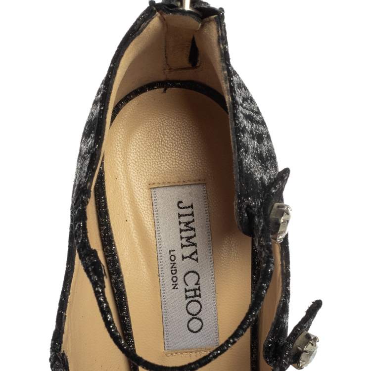 Pre Owned Jimmy Choo Black Tweed Strappy Sandals Size 40