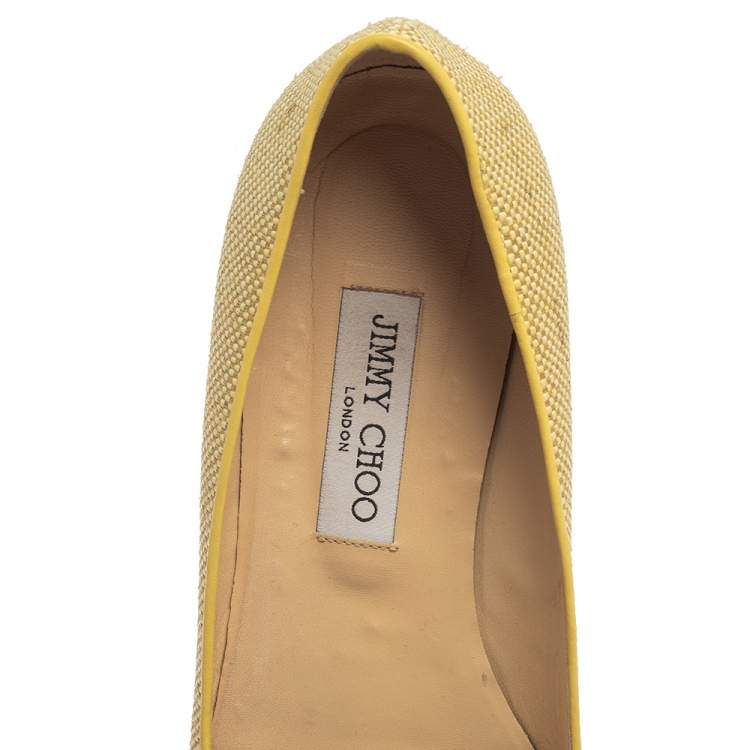 Pre Owned Jimmy Choo Yellow Canvas Attila Ballet Flats Size 41