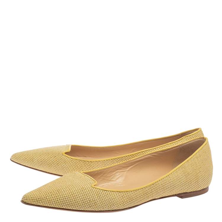 Pre Owned Jimmy Choo Yellow Canvas Attila Ballet Flats Size 41