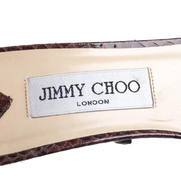 Pre Owned Jimmy Choo Brown Python Macy Platform Sandals Size 39.5