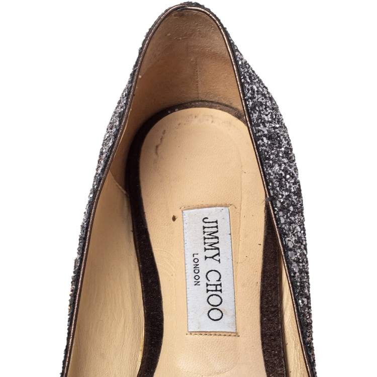 مملوكة مسبقًا Jimmy Choo Metallic Ombre Glitter Romy Pointed Toe Ballet Flats Size 