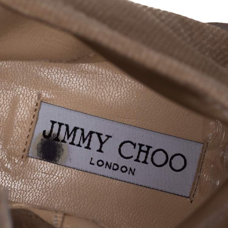 Pre Owned Jimmy Choo Beige Suede Buckle Detail Biker Boots Size 38