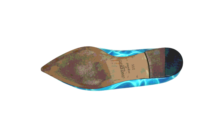 Pre Owned Jimmy Choo Blue/White Patent Leather Avril Pointed Toe Flats Size EU 39.5