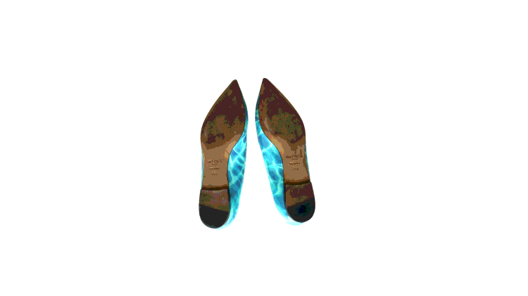 Pre Owned Jimmy Choo Blue/White Patent Leather Avril Pointed Toe Flats Size EU 39.5