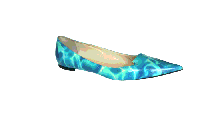 Pre Owned Jimmy Choo Blue/White Patent Leather Avril Pointed Toe Flats Size EU 39.5