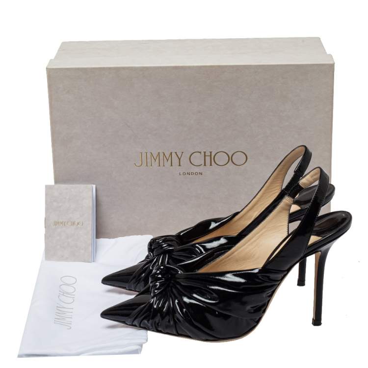 Pre Owned Jimmy Choo Black Patent Leather Annabell Sandals Size  38.5