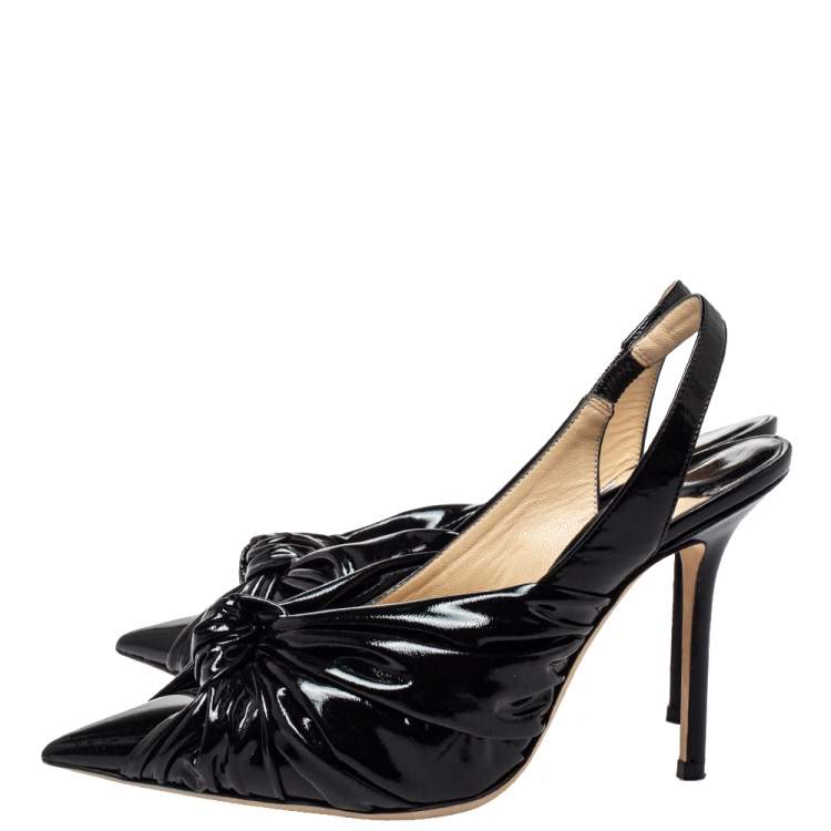 Pre Owned Jimmy Choo Black Patent Leather Annabell Sandals Size  38.5