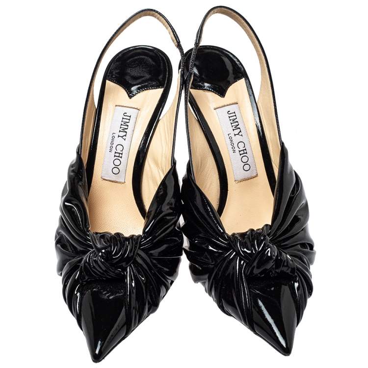 Pre Owned Jimmy Choo Black Patent Leather Annabell Sandals Size  38.5