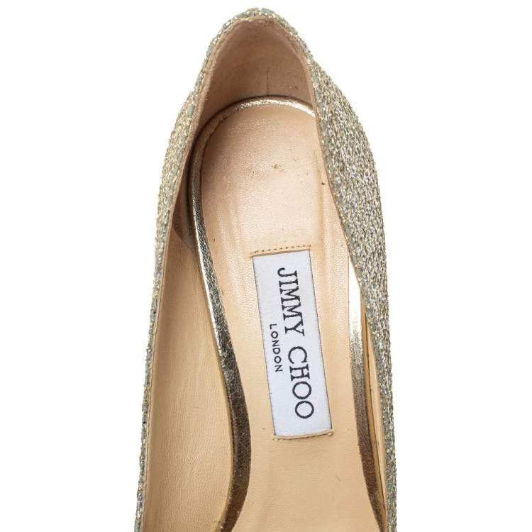 Pre Owned Jimmy Choo Metalic Silver Coarse Glitter Romy Pumps Size 40