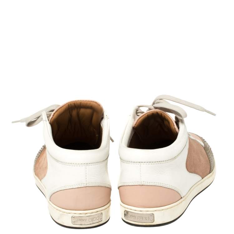 Pre Owned Jimmy Choo Multicolor Suede And Python Trim Miami Low Top Sneakers Size 37