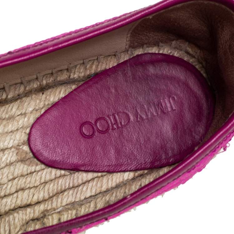 Pre Owned Jimmy Choo Pink Sequin Espadrille Flats Size 38.5