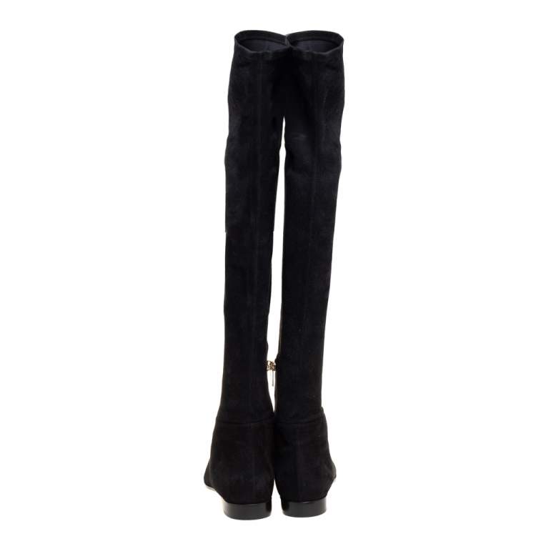Pre Owned Jimmy Choo Black Suede Myren Over The Knee Boots Size 37