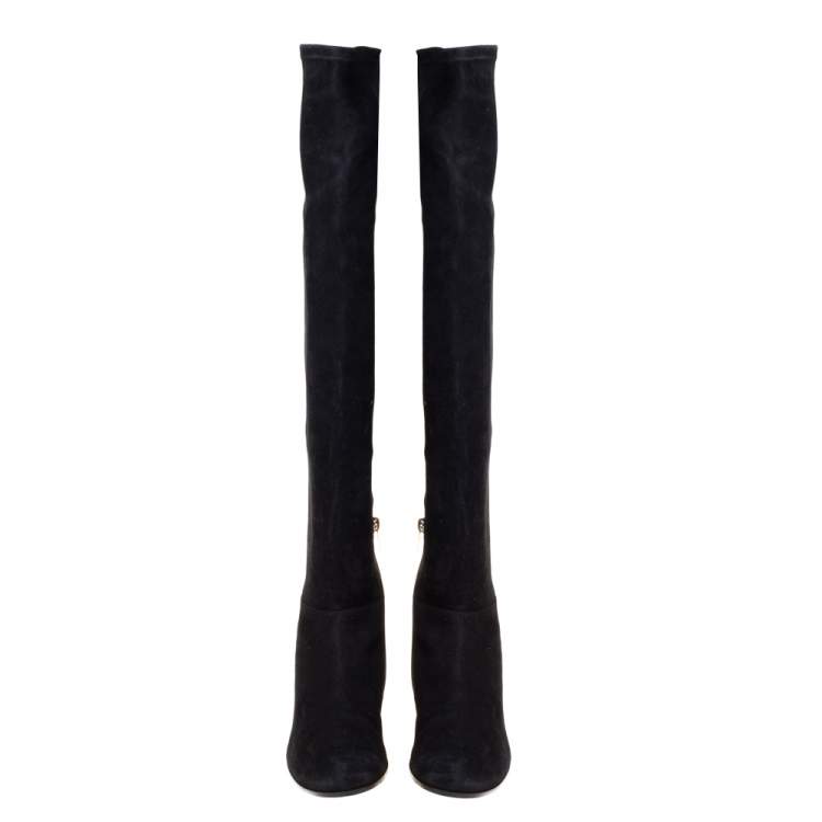 Pre Owned Jimmy Choo Black Suede Myren Over The Knee Boots Size 37