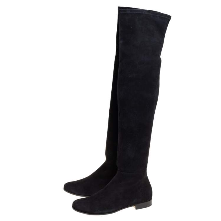Pre Owned Jimmy Choo Black Suede Myren Over The Knee Boots Size 37