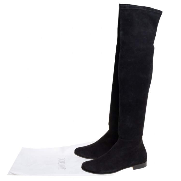 Pre Owned Jimmy Choo Black Suede Myren Over The Knee Boots Size 37