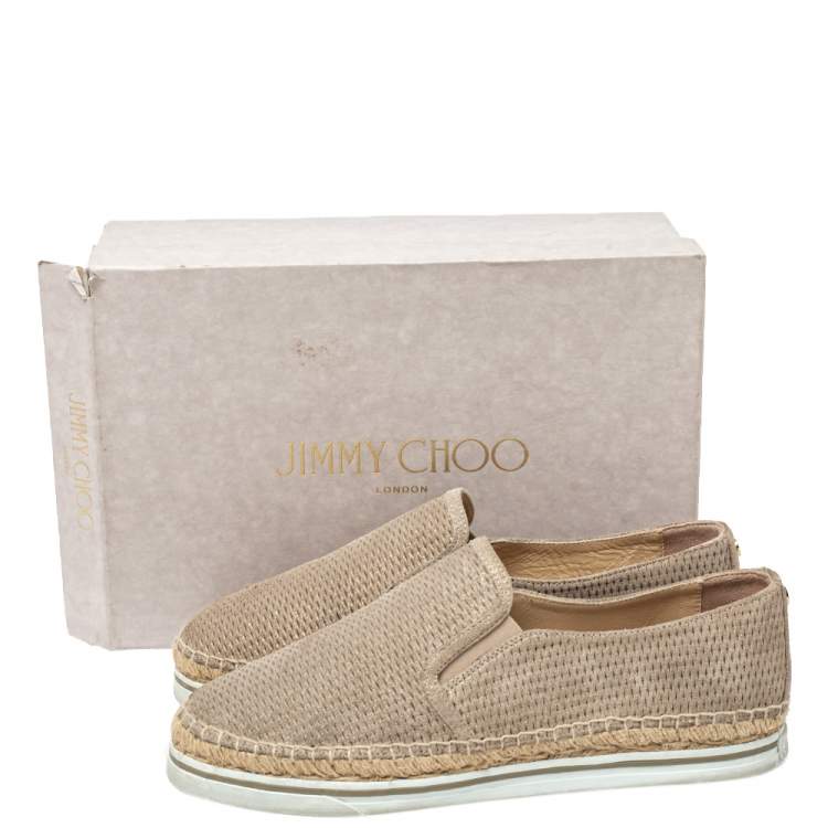 Pre Owned Jimmy Choo Beige Suede Espadrille Flats Size 40