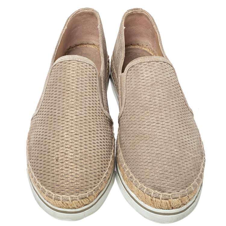 Pre Owned Jimmy Choo Beige Suede Espadrille Flats Size 40