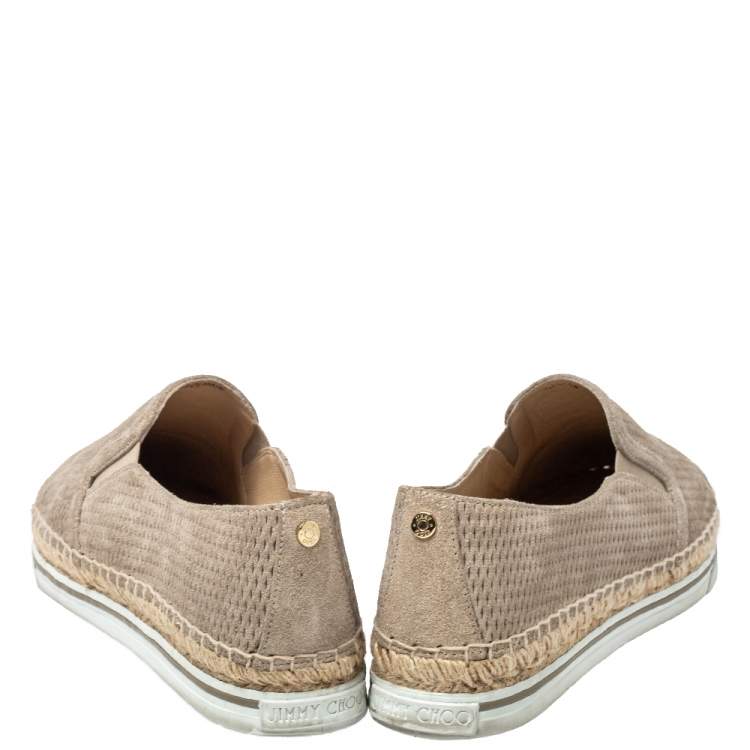 Pre Owned Jimmy Choo Beige Suede Espadrille Flats Size 40