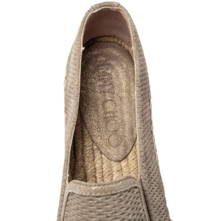 Pre Owned Jimmy Choo Beige Suede Espadrille Flats Size 40