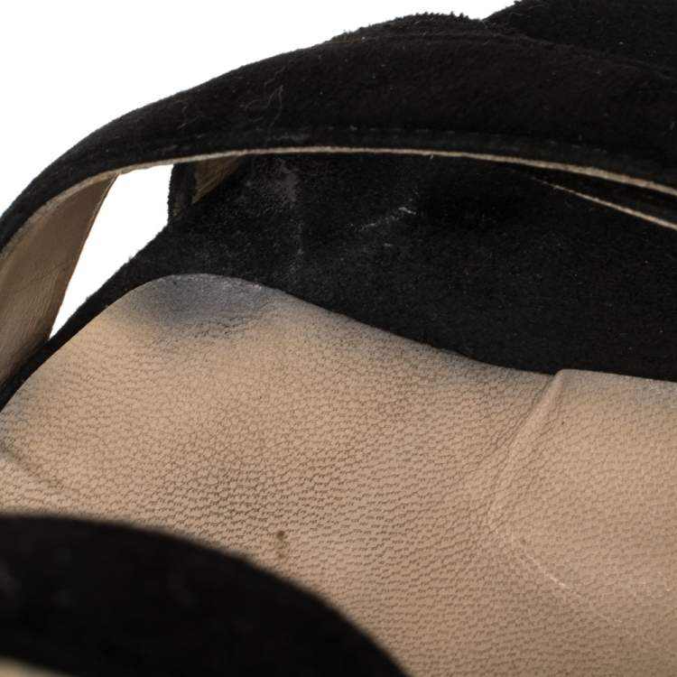 Pre Owned Jimmy Choo Black Suede Louise Crisscross Sandals Size 36