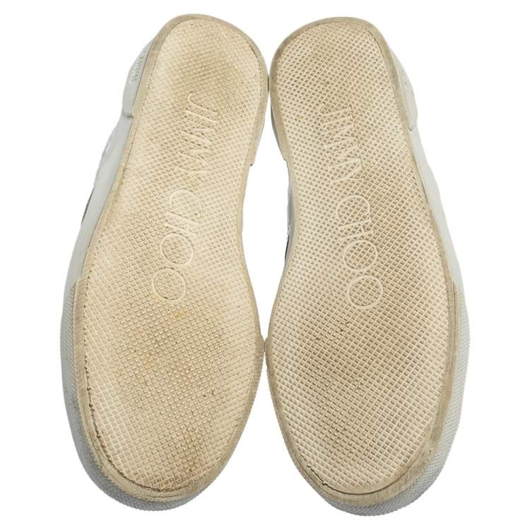 مملوكة مسبقًا Jimmy Choo Silver Leather Slip on Sneakers Size 37