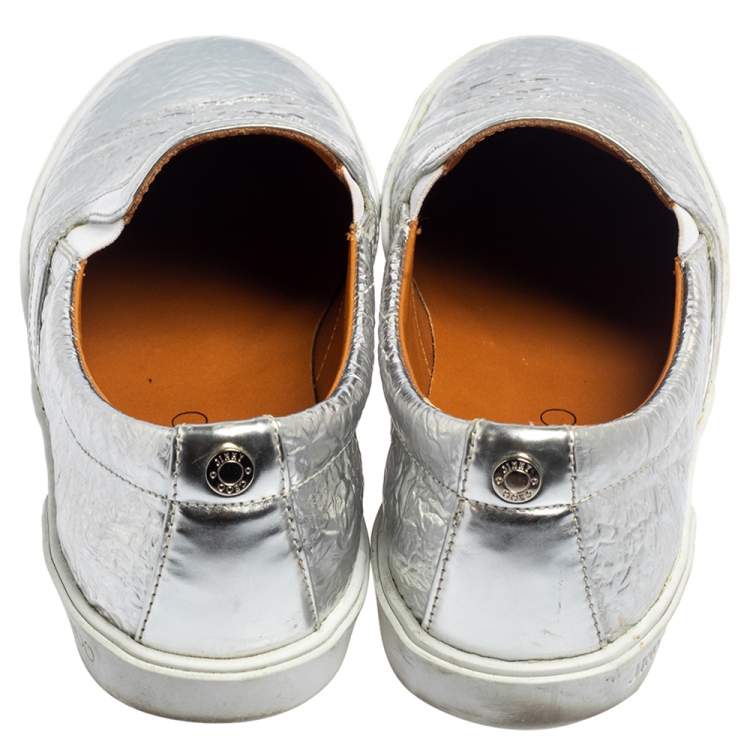 مملوكة مسبقًا Jimmy Choo Silver Leather Slip on Sneakers Size 37