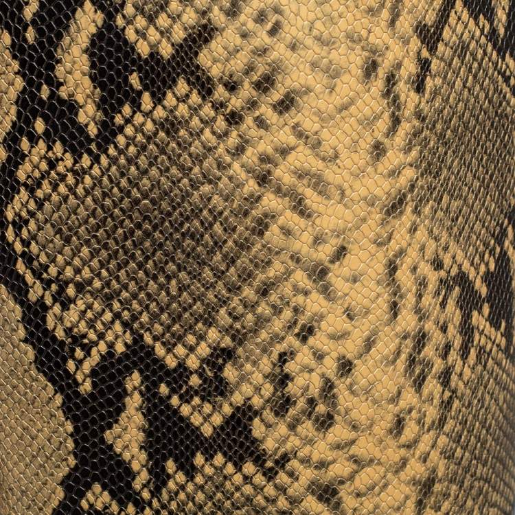 Pre Owned Jimmy Choo Yellow/Black Snake Print Leather Beca Over The Knee Boots Size 38