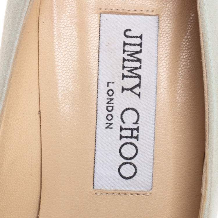 Pre Owned Jimmy Choo Pale Green Suede Romy Pumps Size 38