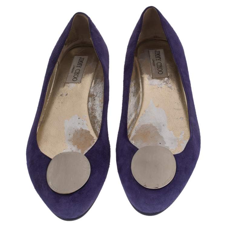 Pre Owned Jimmy Choo Purple Suede Wray Ballet Flats Size 39