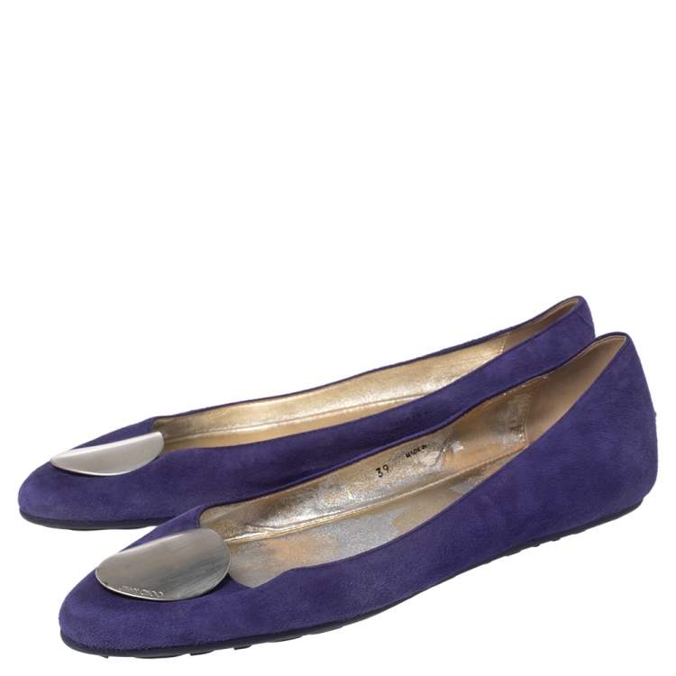 Pre Owned Jimmy Choo Purple Suede Wray Ballet Flats Size 39
