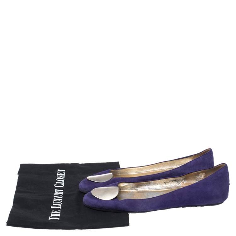 Pre Owned Jimmy Choo Purple Suede Wray Ballet Flats Size 39