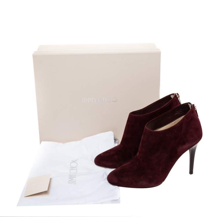 مملوكة مسبقًا Jimmy Choo Burgundy Suede Ankle Boots Size 37