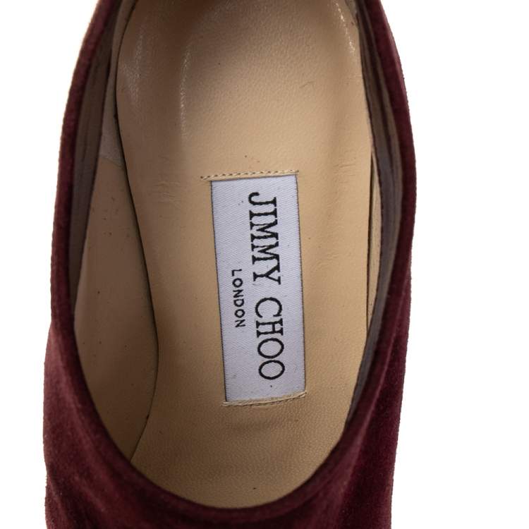 مملوكة مسبقًا Jimmy Choo Burgundy Suede Ankle Boots Size 37