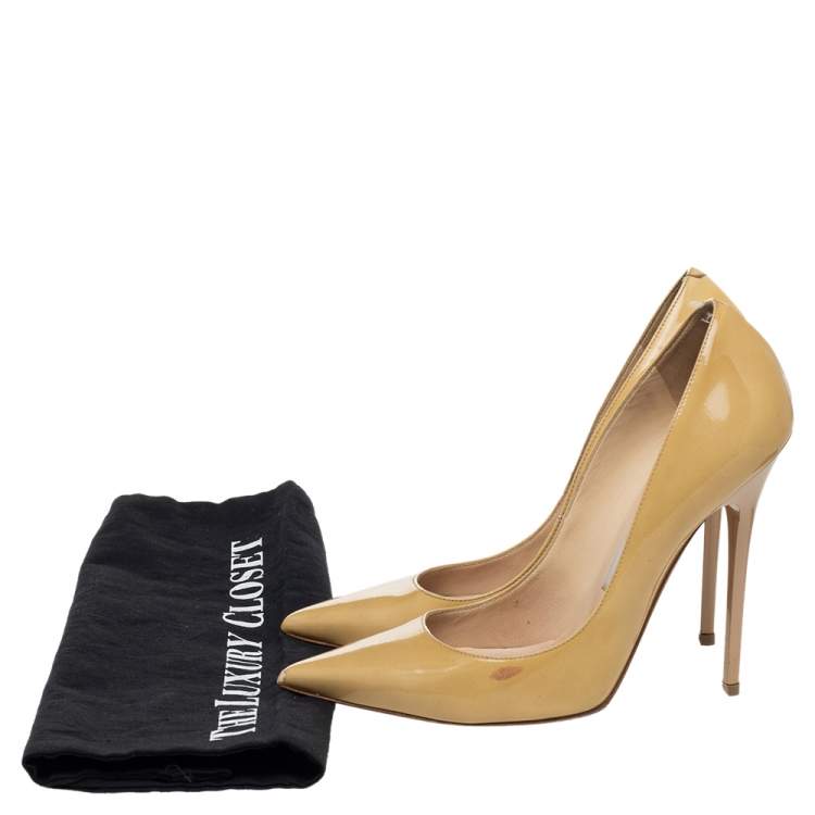 مملوكة مسبقًا Jimmy Choo Beige Patent Leather Anouk Pointed Toe Pumps Size 36.5