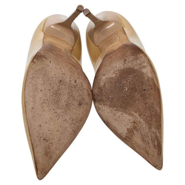 مملوكة مسبقًا Jimmy Choo Beige Patent Leather Anouk Pointed Toe Pumps Size 36.5